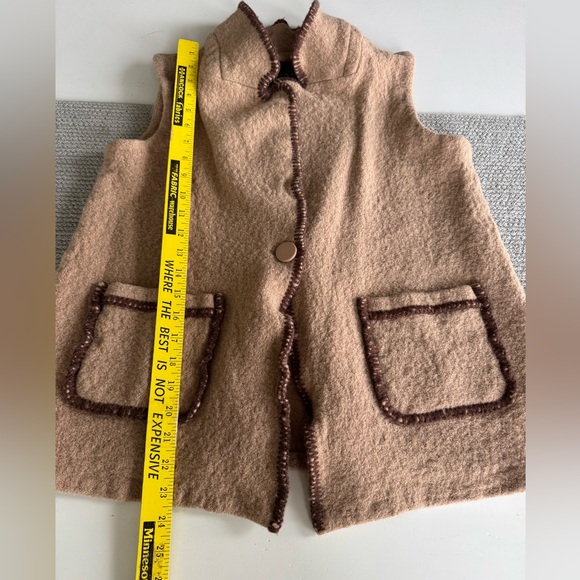 Tahari Tan Brown Embroidered Wool Vest Size XL - Picture 8 of 11